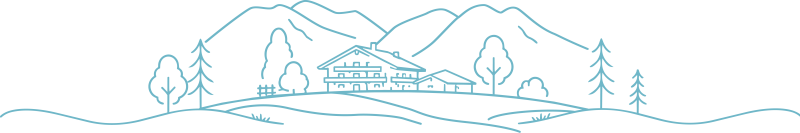 Illustration Gutfelder Hof mit Bergen und Wiesen