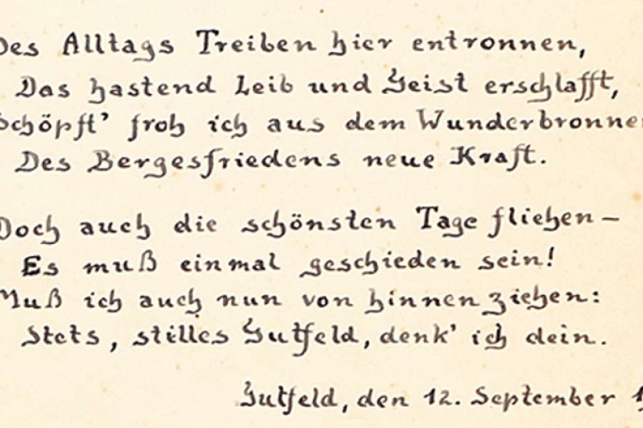 Historischer Gästebuch-Eintrag vom Gutfelder Hof in Rottach-Egern
